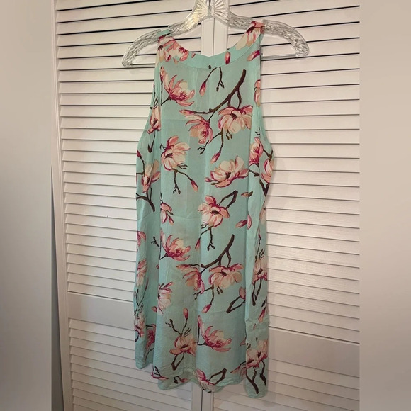 Charlie Paige Women’s Sleeveless Halter Neck Mini Dress Blue Pink Floral Medium - Picture 9 of 14